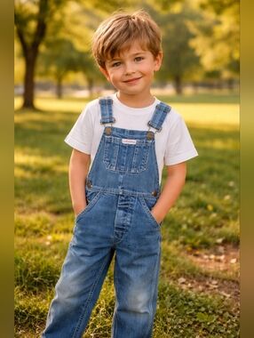 Vinatge Carhartt Boys Overalls 5-7Y RARE 1960 Blue Denim Made Un Canada - Stains
